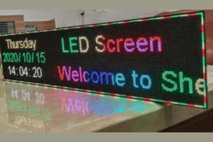 Golden Falcon LED scrolling message board displaying dynamic digital messages for advertising, safety alerts, and public information across the UAE.